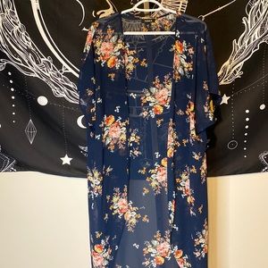 Navy Floral Torrid Sheer Cardigan